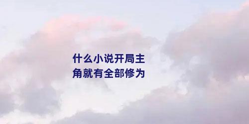 什么小说开局主角就有全部修为