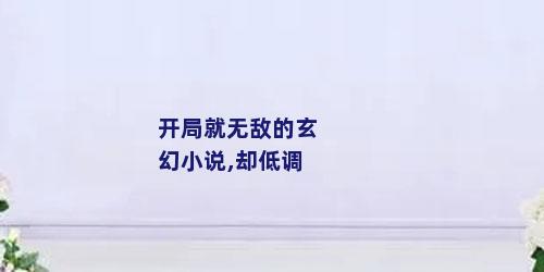 开局就无敌的玄幻小说,却低调